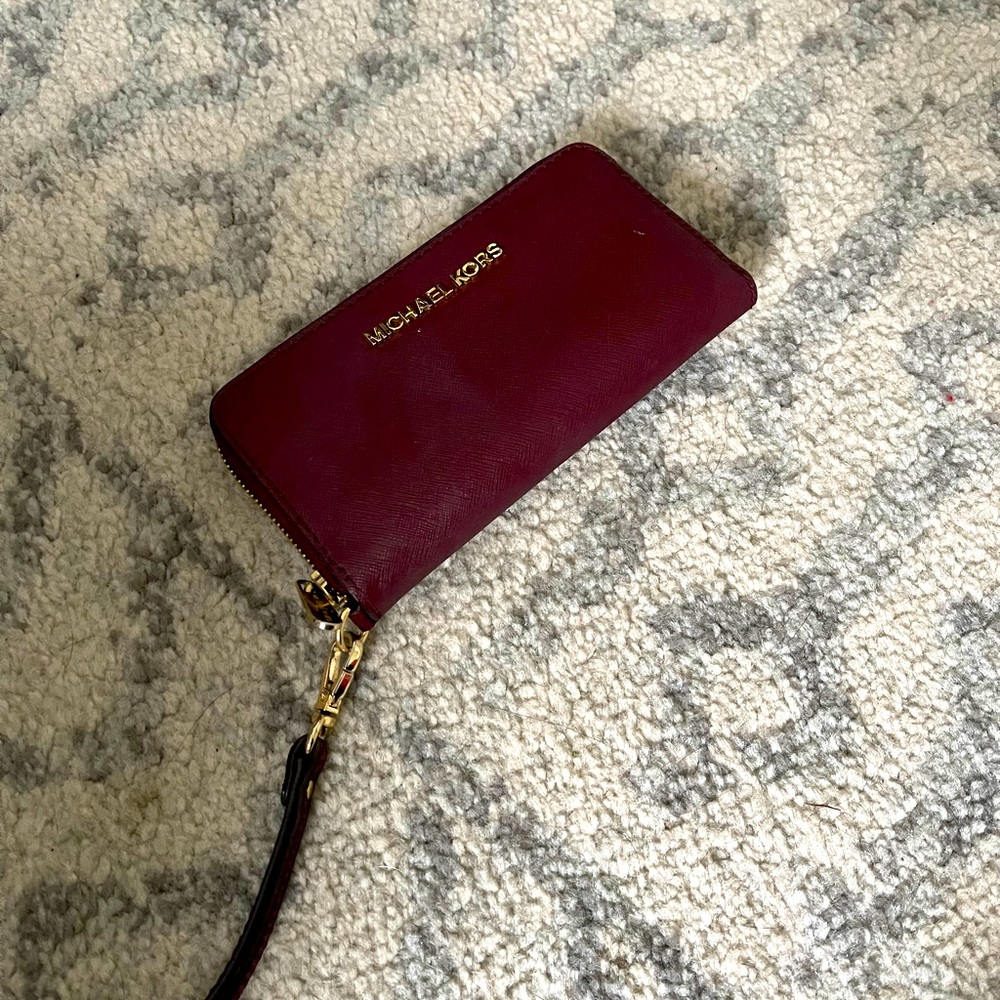 Burgundy Michael Kors wristlet